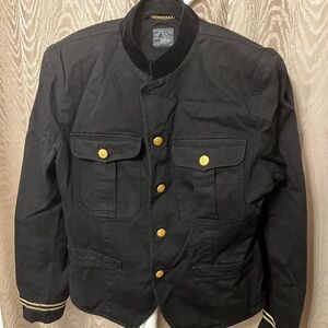 LizWear Black Denim Military-Style Y2K Jacket – Gold Button Detail size 12